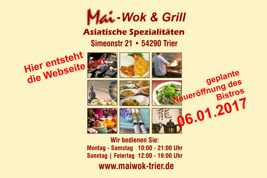hier entsteht die neue Webseite von Maiwok & Grill